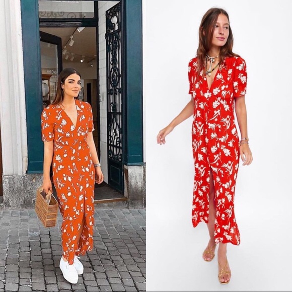 Zara short sleeve maxi dress